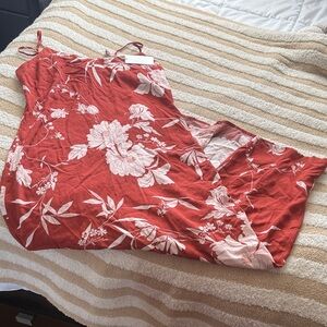 Nwt Redorange  Floral Maxi Dress